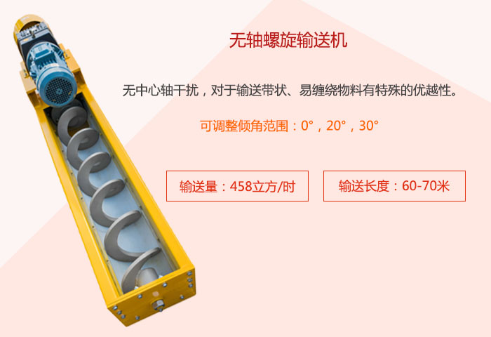 采用無軸設(shè)計，適合輸送粘性強(qiáng)、易堵塞的物料